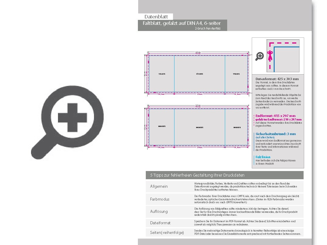 Product Bild hochglanz-uv-lack_faltblatt__gefalzt_auf_din_a4__vertikaler_2-bruch_fensterfalz__6-seitig